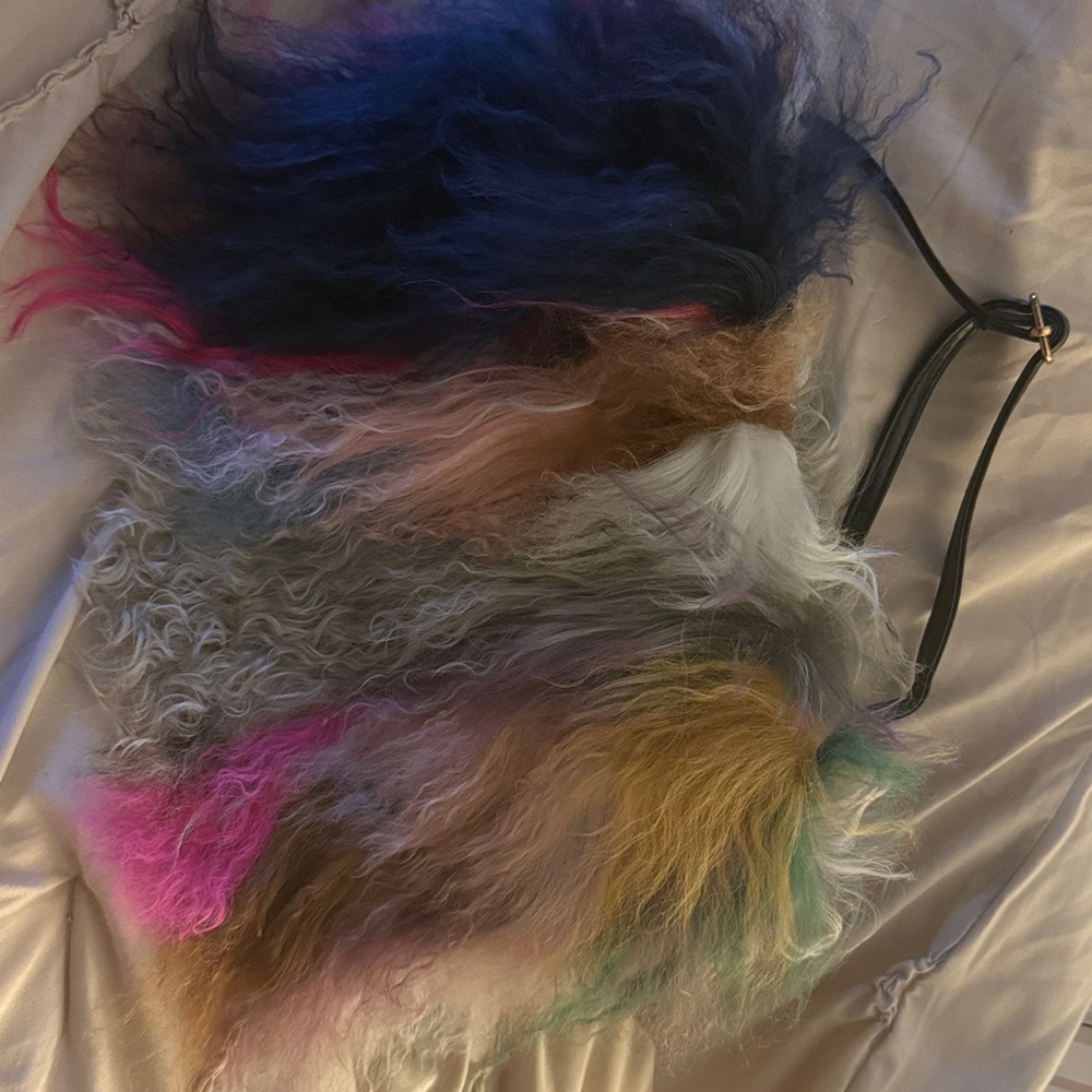 Multicolor Shearling Shoulder Bag - Picture 8 of 9